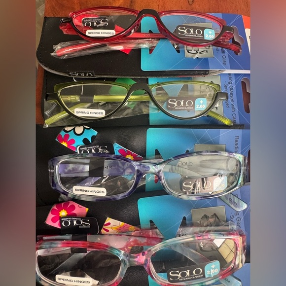 NEW Bundle lot of 8 Fashion Reading Glasses 2.00 case cat eye assorted designs - Picture 4 of 4